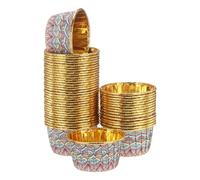 sourcing map 50 Pcs Cupcake Baking Liner 3.5 oz Foil Cupcake Liners Gold Little Baking Cups Bohemian Style for Birthday Party Wedding Festival, Pink/Blue