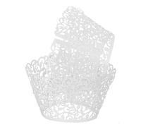 sourcing map 50 Pcs Cupcake Wrappers, Hollow Out Cupcake Liner Baking Muffins Liners Paper Cups for Wedding Birthday Party Decoration Baking Cake Desserts White (Vine, Pearlescent Paper)