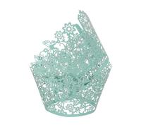 sourcing map 50 Pcs Cupcake Wrappers, Hollow Out Cupcake Liner Baking Muffins Liners Paper Cups for Wedding Birthday Party Decoration Baking Cake Light Blue (Butterfly, Pearlescent Paper)