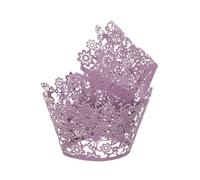sourcing map 50 Pcs Cupcake Wrappers, Hollow Out Cupcake Liner Baking Muffins Liners Paper Cups for Wedding Birthday Party Decoration Baking Cake Light Purple (Butterfly, Pearlescent Paper)