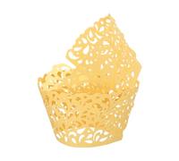 sourcing map 50 Pcs Cupcake Wrappers, Hollow Out Cupcake Liner Baking Muffins Liners Paper Cups for Wedding Birthday Party Decoration Baking Cake Desserts Yellow (Water Drop, Color Card Paper)