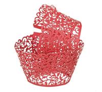 sourcing map 50 Pcs Cupcake Wrappers, Hollow Out Cupcake Liner Baking Muffins Liners Paper Cups for Wedding Birthday Party Decoration Baking Cake Desserts Red (Vine, Pearlescent Paper)