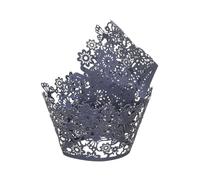 sourcing map 50 Pcs Cupcake Wrappers, Hollow Out Cupcake Liner Baking Muffins Liners Paper Cups for Wedding Birthday Party Decoration Baking Cake Navy Blue (Butterfly, Pearlescent Paper)