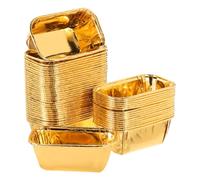 sourcing map 50 Pcs Double-Sided Aluminum Foil Cupcake Liners, Greaseproof Muffins Baking Cupcakes for Wedding Birthday Party Decoration, Gold (Rectangle)