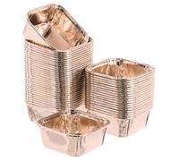 sourcing map 50 Pcs Double-Sided Aluminum Foil Cupcake Liners, Greaseproof Muffins Baking Cupcakes for Wedding Birthday Party Decoration, Champagne Gold (Square)