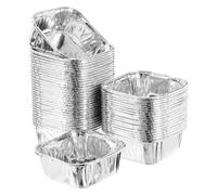 sourcing map 50 Pcs Double-Sided Aluminum Foil Cupcake Liners, Greaseproof Muffins Baking Cupcakes for Wedding Birthday Party Decoration, Silver (Square)