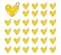 sourcing map 50 Pcs Enamel Alloy Heart Charm, Valentine Heart Pendants Love Jewelry Making Charm for DIY Necklace Bracelet Earrings Keychain, Yellow