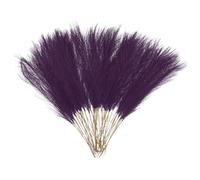 sourcing map 50 Pcs Faux Pampas Grass 52cm/20.5" Artificial Fake Dried Pampas Grass Decor with Stem for Floor Vase Filler, Wedding Decoration, Home Decoration, Dark Purple