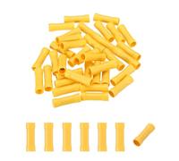 sourcing map 50 Pcs Fully Insulated Butt Connectors, BV5.5 12-10 Gauge Copper Wiring Crimps Terminals Kit, Straight Wire Terminals for Wire Connection Electrical, Yellow