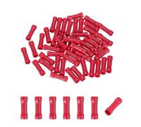 sourcing map 50 Pcs Fully Insulated Butt Connectors, BV5.5 4-6 Gauge Copper Wiring Crimps Terminals Kit, Straight Wire Terminals for Wire Connection Electrical, Red