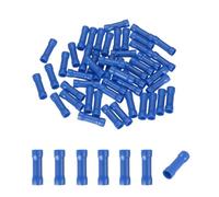 sourcing map 50 Pcs Fully Insulated Butt Connectors, BV5.5 4-6 Gauge Copper Wiring Crimps Terminals Kit, Straight Wire Terminals for Wire Connection Electrical, Blue