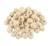 sourcing map 50 Pcs Geometric Wood Beads, 10mm/0.39inch Unfinished Geometric Hexagon Bead, Natural Color Loose Spacer Beads for Jewelry Craft Making Home Decor