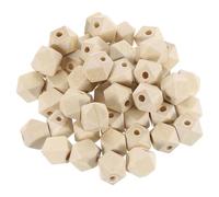 sourcing map 50 Pcs Geometric Wood Beads, 12mm/0.47inch Unfinished Geometric Hexagon Bead, Natural Color Loose Spacer Beads for Jewelry Craft Making Home Decor