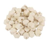 sourcing map 50 Pcs Geometric Wood Beads, 16mm/0.63inch Unfinished Geometric Hexagon Bead, Natural Color Loose Spacer Beads for Jewelry Craft Making Home Decor
