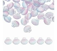 sourcing map 50 Pcs Glass Crystal Beads, Scallop Shape Beads Clam Shell Spacer Bead Top Drilled Bead Bulk for Jewelry Making DIY Craft Earring Necklace Bracelet, Purple/Blue