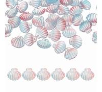 sourcing map 50 Pcs Glass Crystal Beads, Scallop Shape Beads Clam Shell Spacer Bead Top Drilled Bead Bulk for Jewelry Making DIY Craft Earring Necklace Bracelet, Pink/Blue