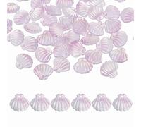 sourcing map 50 Pcs Glass Crystal Beads, Scallop Shape Beads Clam Shell Spacer Bead Top Drilled Bead Bulk for Jewelry Making DIY Craft Earring Necklace Bracelet, Purple