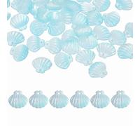 sourcing map 50 Pcs Glass Crystal Beads, Scallop Shape Beads Clam Shell Spacer Bead Top Drilled Bead Bulk for Jewelry Making DIY Craft Earring Necklace Bracelet, Blue