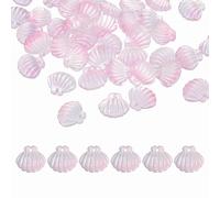 sourcing map 50 Pcs Glass Crystal Beads, Scallop Shape Beads Clam Shell Spacer Bead Top Drilled Bead Bulk for Jewelry Making DIY Craft Earring Necklace Bracelet, Light Pink