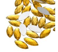 Sourcing Map 50 Pcs Gold Acrylic Flat Back Crystal Rhinestones, 20x9mm, for Crafting, Bedazzling, DIY Projects