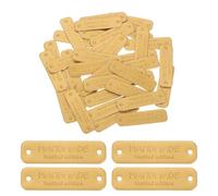 sourcing map 50 Pcs Handmade Leather Labels, PU Leather Handmade Tags Button with Hole Embossed Tag for Embellishment DIY Sewing Crafts, 55x15mm, Yellow