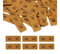 sourcing map 50 Pcs Handmade Leather Labels, Rectangle Leather Handmade Tags with Hole Embossed Tag Personalized Sewing Labels for Embellishment DIY Crafts Gloves Bags, Bright Brown
