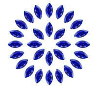 sourcing map 50 Pcs Horse Eye Shape Rhinestones, 10 x 5 mm Marquise Point Back Rhinestone Beads Glass Crystal Faceted Gems for Jewelry Making DIY Crafts Costume Crystal, Navy Blue