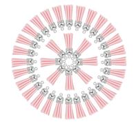 sourcing map 50 Pcs Keychain Tassels Bulk for Crafts, 1.5 Inch Leather Tassel Key Chain Charm Ring Tassels Pendant for Keychain Making Jewelry DIY Handmade Accessories, Light Pink