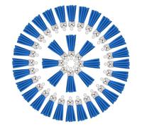 sourcing map 50 Pcs Keychain Tassels Bulk for Crafts, 1.5 Inch Leather Tassel Key Chain Charm Ring Tassels Pendant for Keychain Making Jewelry DIY Handmade Accessories, Dark Blue