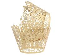 sourcing map 50 Pcs Lace Cupcake Liners Hollow Butterfly Designed Hollow Out Cupcake Wraps Artistic Bake Cake Paper Cups for Anniversary Birthday Weddings Parties, Light Yellow