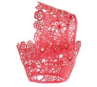 sourcing map 50 Pcs Lace Cupcake Liners Hollow Flower Designed Hollow Out Cupcake Wraps Artistic Bake Cake Paper Cups for Anniversary Birthday Weddings Parties, Rose Red