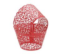 sourcing map 50 Pcs Lace Cupcake Liners Standard Vine Designed Hollow Out Cupcake Wraps Artistic Bake Cake Paper Cups for Anniversary Birthday Weddings Parties, Dark Red