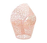 sourcing map 50 Pcs Lace Cupcake Liners Standard Vine Designed Hollow Out Cupcake Wraps Artistic Bake Cake Paper Cups for Anniversary Birthday Weddings Parties, Pink