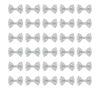 sourcing map 50 Pcs Light Gray White Dot Polka Dot Ribbon Bow Ties 1.5" x 1" Mini Bowknot for Crafting Little Satin Bows Bulk for DIY Sewing Scrapbooking Wedding Gift Present Home Decoration