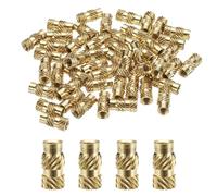 sourcing map 50 Pcs M4 Brass Knurled Threaded Insert M4x12mm, OD 6mm Heat Set Insert Embedment Nuts