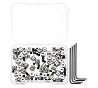 sourcing map 50 Pcs Metal Locking Pin Backs, Locking Pin Keepers Clasp 5mm(H) with 4 Wrench Replacement in Storage Case for Badge, Brooch, Silver Tone