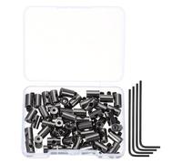 sourcing map 50 Pcs Metal Locking Pin Backs, Locking Pin Keepers Clasp 9mm(H) with 4 Wrench Replacement in Storage Case for Badge, Brooch, Black Tone