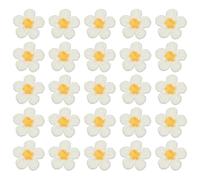 sourcing map 50 Pcs Mini Daisies Flower Sew on Patches, 0.6" Flower Appliques Patches Small Embroidered Floral Appliques Sew for Clothing Hats Bags Hair Accessories DIY, White