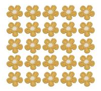 sourcing map 50 Pcs Mini Daisies Flower Sew on Patches, 0.6" Flower Appliques Patches Small Embroidered Floral Appliques Sew for Clothing Hats Bags Hair Accessories DIY, Dark Yellow