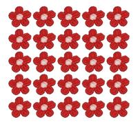 sourcing map 50 Pcs Mini Daisies Flower Sew on Patches, 0.6" Flower Appliques Patches Small Embroidered Floral Appliques Sew for Clothing Hats Bags Hair Accessories DIY, Red