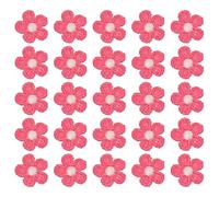 sourcing map 50 Pcs Mini Daisies Flower Sew on Patches, 0.6" Flower Appliques Patches Small Embroidered Floral Appliques Sew for Clothing Hats Bags Hair Accessories DIY, Rose Red
