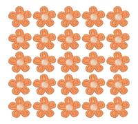 sourcing map 50 Pcs Mini Daisies Flower Sew on Patches, 0.6" Flower Appliques Patches Small Embroidered Floral Appliques Sew for Clothing Hats Bags Hair Accessories DIY, Warm Orange