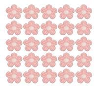 sourcing map 50 Pcs Mini Daisies Flower Sew on Patches, 0.6" Flower Appliques Patches Small Embroidered Floral Appliques Sew for Clothing Hats Bags Hair Accessories DIY, Pink