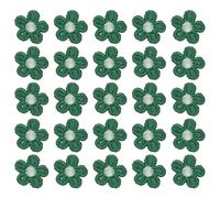 sourcing map 50 Pcs Mini Daisies Flower Sew on Patches, 0.6" Flower Appliques Patches Small Embroidered Floral Appliques Sew for Clothing Hats Bags Hair Accessories DIY, Dark Green