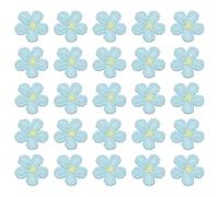 sourcing map 50 Pcs Mini Daisies Flower Sew on Patches, 0.6" Flower Appliques Patches Small Embroidered Floral Appliques Sew for Clothing Hats Bags Hair Accessories DIY, Light Blue