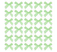 sourcing map 50 Pcs Mini Gingham Ribbon Bows 1.8 Inch Checkered Plaid Bow Fabric Satin for Craft DIY Cake Sewing Wedding Birthday Party Wrapping Christmas Decoration, Grass Green White