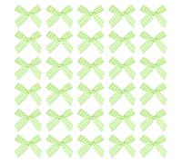 sourcing map 50 Pcs Mini Gingham Ribbon Bows 1.8 Inch Checkered Plaid Bow Fabric Satin for Craft DIY Cake Sewing Wedding Birthday Party Wrapping Christmas Decoration, Green White