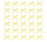 sourcing map 50 Pcs Mini Gingham Ribbon Bows 1.8 Inch Checkered Plaid Bow Fabric Satin for Craft DIY Cake Sewing Wedding Birthday Party Wrapping Christmas Decoration, Yellow White