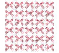 sourcing map 50 Pcs Mini Gingham Ribbon Bows 1.8 Inch Checkered Plaid Bow Fabric Satin for Craft DIY Cake Sewing Wedding Birthday Party Wrapping Christmas Decoration, Red White
