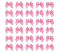 sourcing map 50 Pcs Mini Pink Silver Tone Ribbon Bows with Pearl 1" Ribbon Flowers Appliques for Crafts DIY Hair Bows Sewing Wedding Party Christmas Decoration